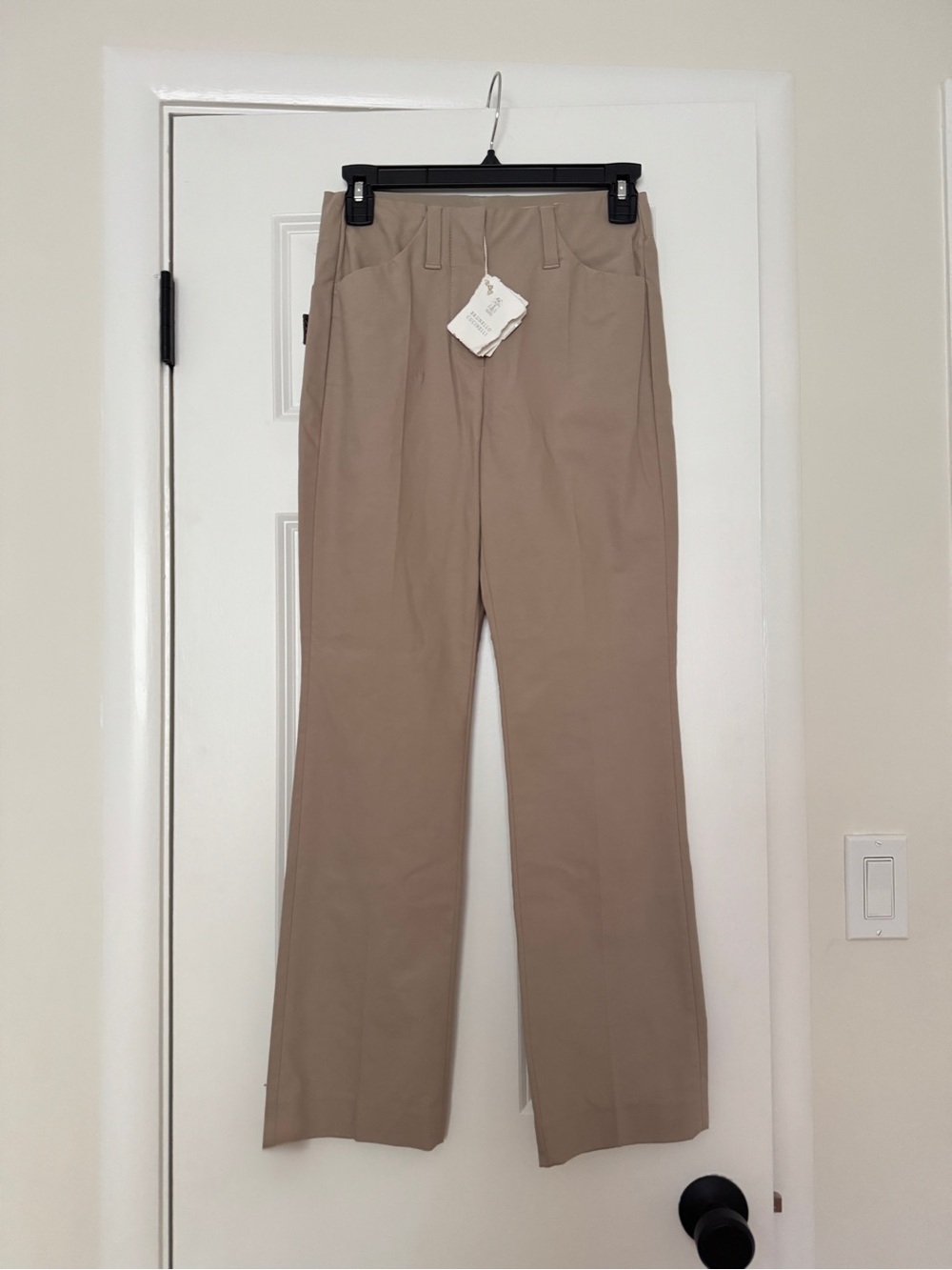 NWT Brunello Cucinelli Stretch Cotton Trousers Women’s Beige Tan Size US 0